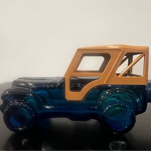 Vintage Avon Trailblazer Cologne Jeep Car Bottle Decanter Blue 3 oz - Full